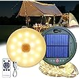 Solar Powered Camping String Lights, 39Ft Fairy Strip, USB Rechargeable Portable Tent Lantern with Remote Control & 5 Lighting Modes for Hiking, Night Trip, Events Decor Indoor Outdoor IP44 Waterproof