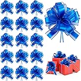 Amcami 20 Pieces Christmas Pull Bows for Gift Wrapping Big Blue Ribbon Bows for Christmas Tree Gift Baskets Wrap Wine Bottles Decoration Ribbon and Bows for Wedding Party Birthdays Decorating