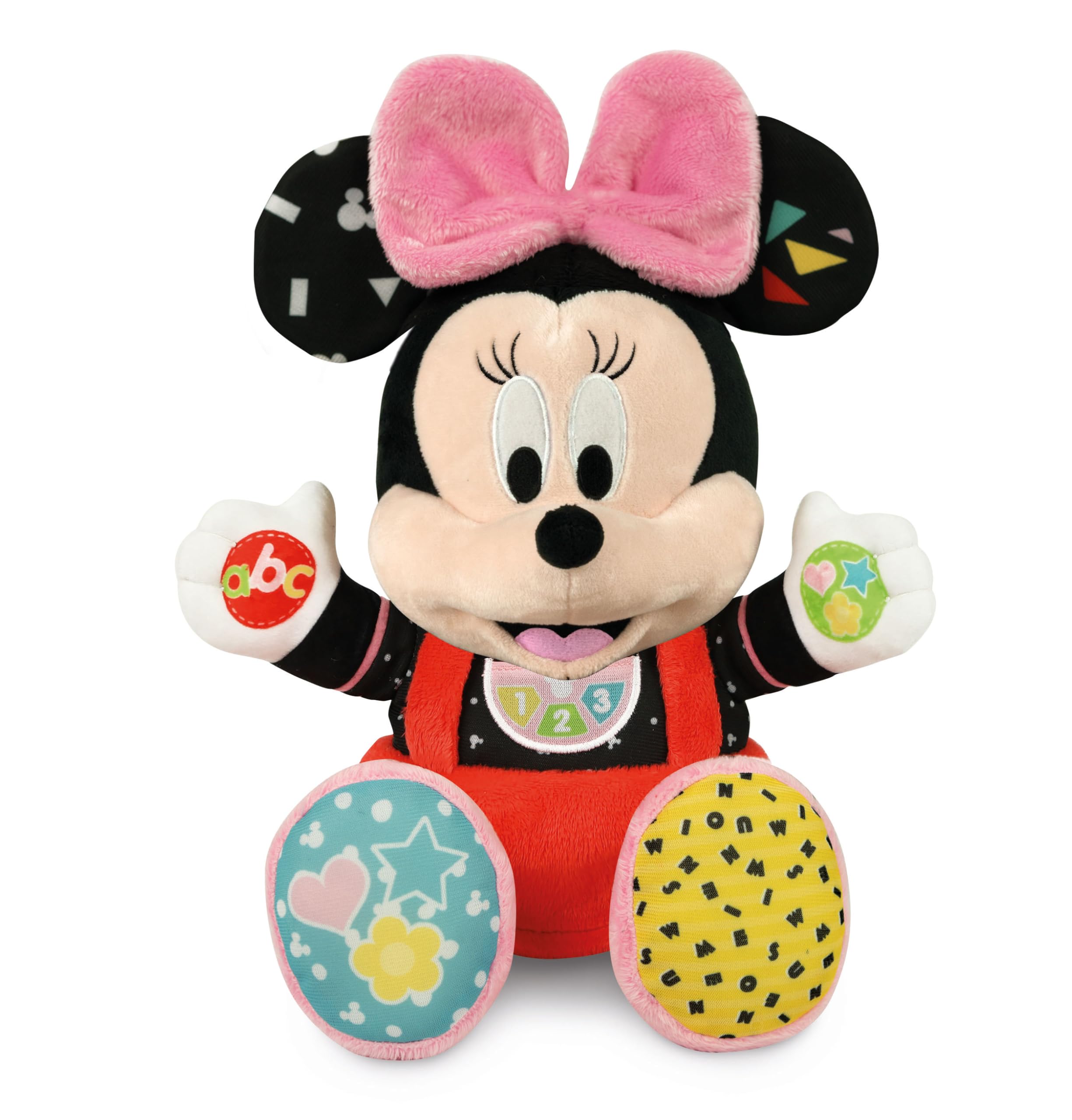 Clementoni Disney Baby Baby Minnie Play and Learn, Plush and Interactive Educational Game for Children 6+ Months, Sing Nursery Rhymes to Teach the Alphabet, Numbers and Colours, Italian Language,