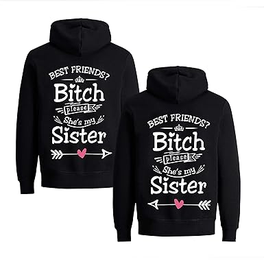Sister Pullover für Zwei Mädchen Beste Freunde Pullover Sister Hoodies BFF Hoodie für Best Friends Kapuzenpullover Damen Pull