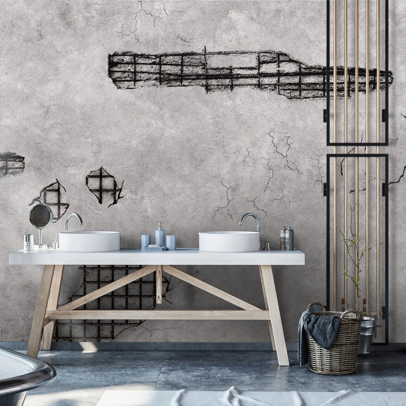 Wall81 Wallpaper ccologica TNT Concrete Effect Cement Taglia S - cm 285 x 300 h grey