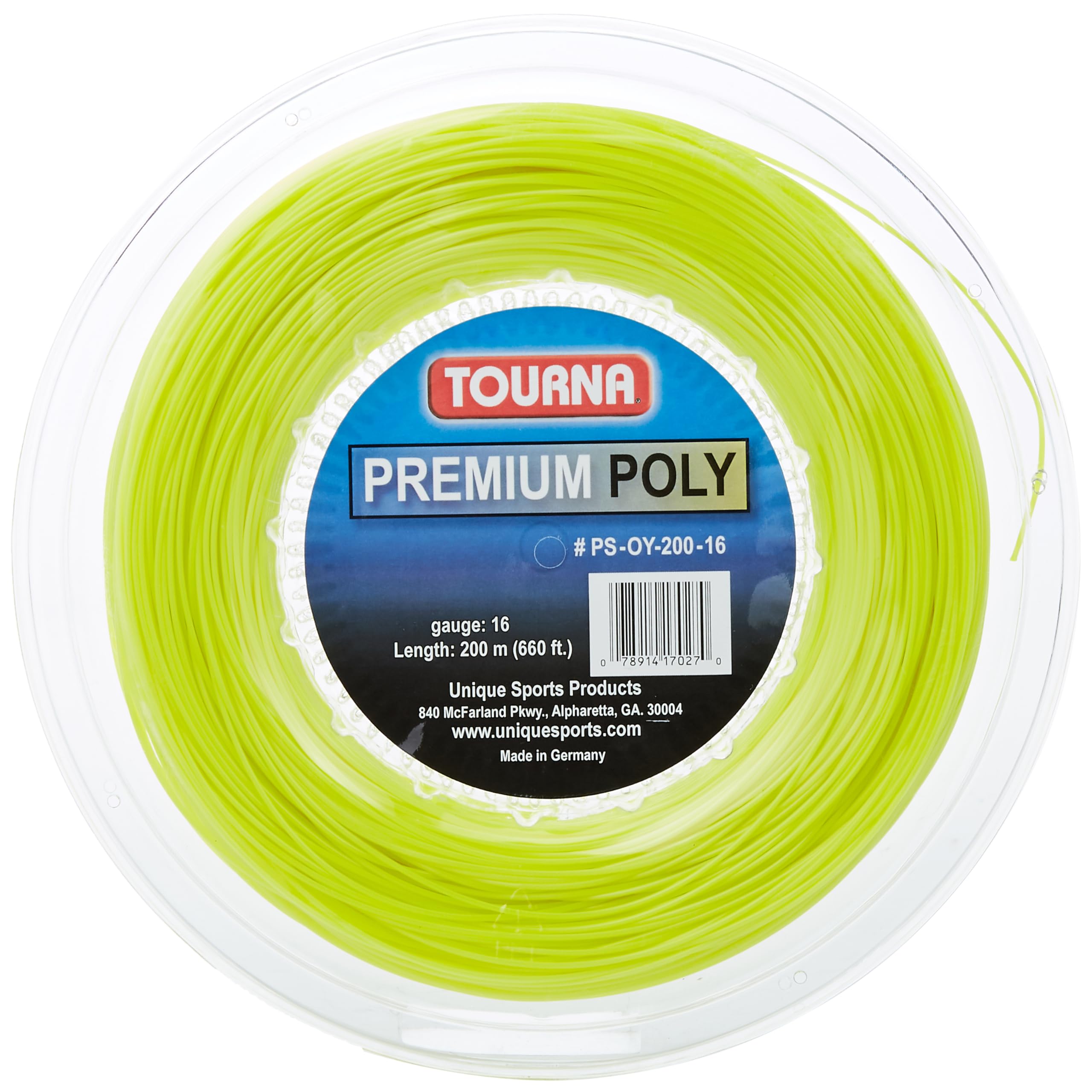 Tourna Premium Poly Durable Tennis String, Optic Yellow