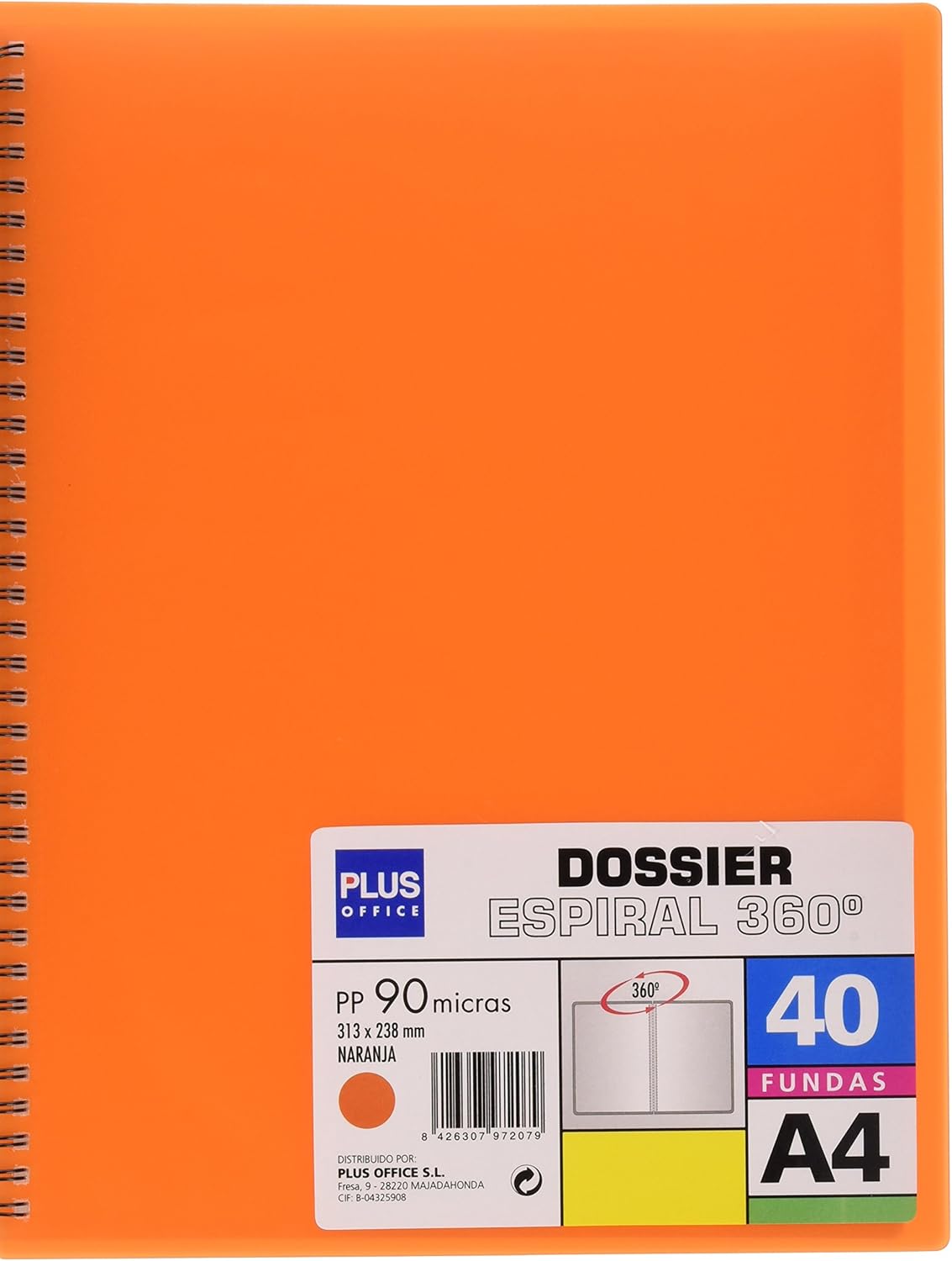Plus Office 13461-40-OR Wirebound Presentation Display Book A4 with 40 Pockets Orange