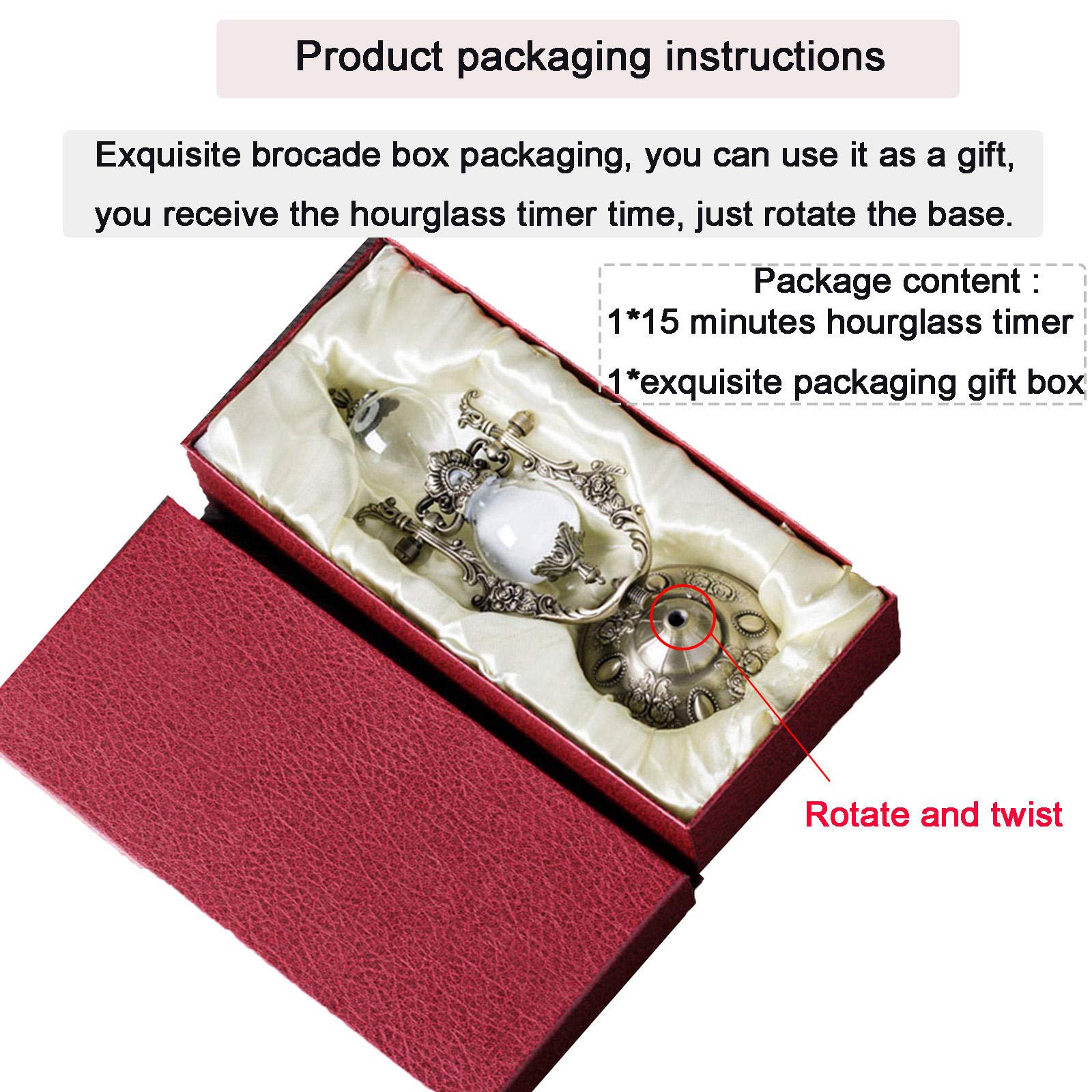 Hourglass Timer, 15 Minutes Embossed Golden Hourglass Timer,Used for Vintage Home Decoration, Office/Desk Decoration, Kitchen Wedding Gifts (P1-G42U-8VJR)