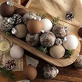 24 Pcs Matte Neutral Textured Christmas Ball Ornaments 2.36'' Brown Vintage Rustic Christmas Tree Decorations Modern Xmas Tree Hanging Shatterproof Ornaments with Loop for Farmhouse Boho Holiday Decor
