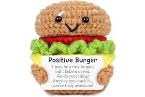 AVBODA Mini Inspirational Positive Burger Cute Handmade Crochet Cheeseburger for Birthday Christmas Back to School Encouragement Cheer Up Gift Coworker Friend Funny Christmas White Elephant Decor