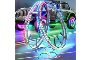 OTOMO Dual 17" Wheel Ring & Underglow Strip Lighting Kit DREAMCOLORS, Rim Underbody Chase Flows Dancing Light with Turn & Braking Signal for Car SUV(Rotor Brake Dia≤16", 20"≤Rim Hub Inner Lips≤23")