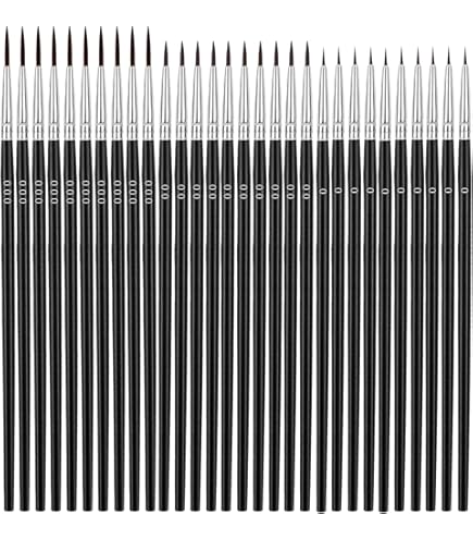 Set De 5 Ou 10 Pinceaux Miniatures – Manche Bois, Poils Nylon, Pour Détails Fins, Aquarelle Et Figurines