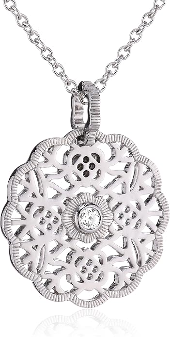 Merii Women S Necklace 925 Sterling Silver Rhodium Plated Zirconia White 45 Cm Pendant 3 1 Cm M0613n 90 03 45 Amazon Co Uk Jewellery