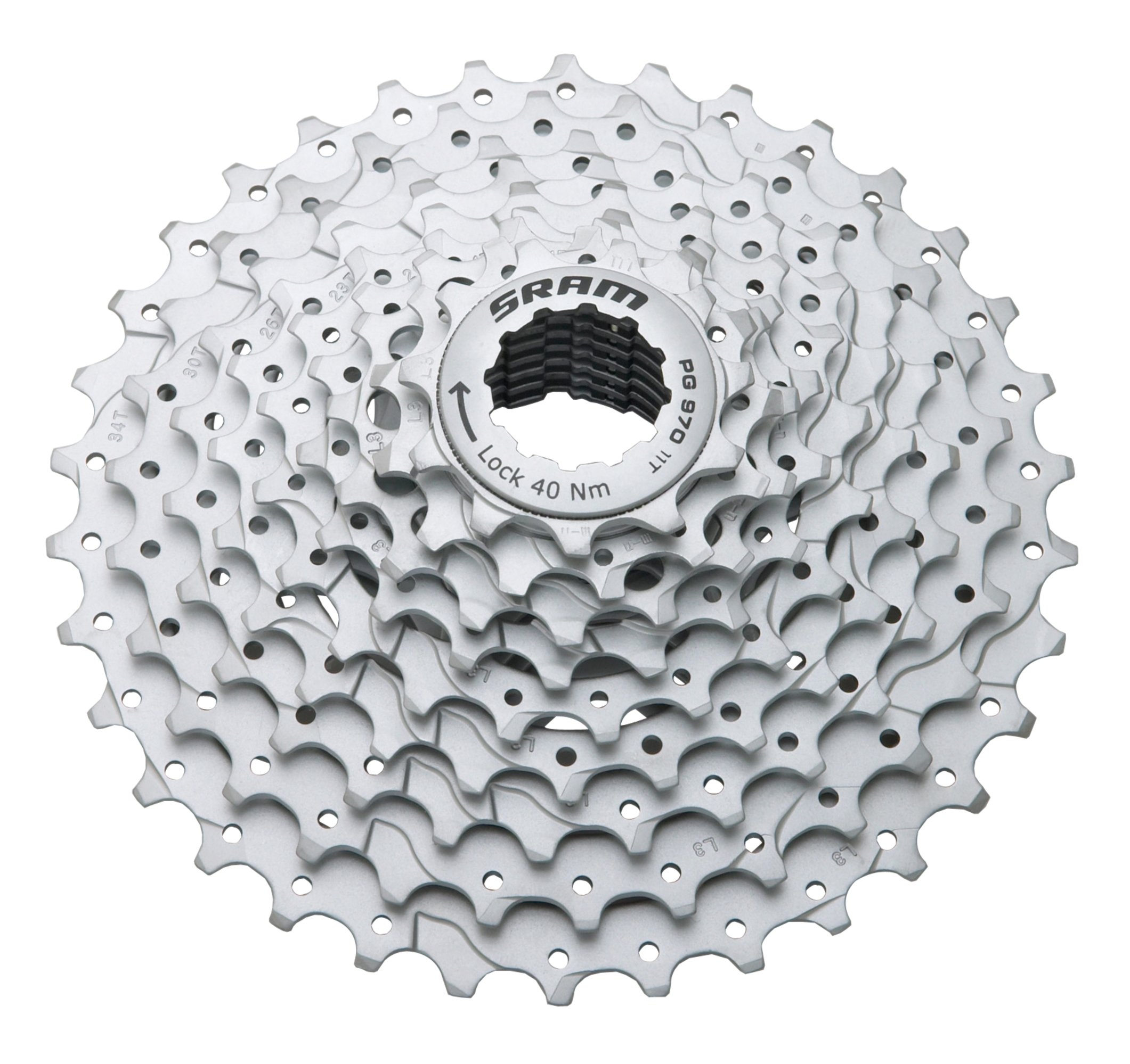Sram Cassettes PG970 9 Speed Cassette, Metallic, 11-34T