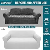 Granbest High Stretch 3 Seater Sofa Cover Creamy White Jacquard Spandex Non Slip view 5
