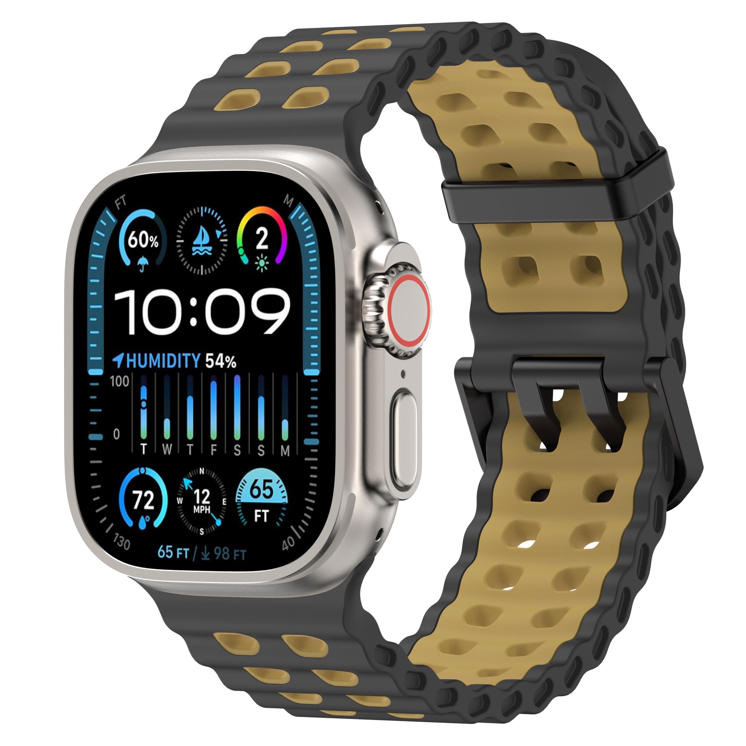DONEGANI NO Band for Apple Watch Bands Men Women Se Ultra 2 40mm 44mm 46mm 42mm 45mm 41mm 38mm 49mm Series 11 10 9 8 7 6 5 4 3 iWatch Sport Strap Silicone Space Gray/Camel