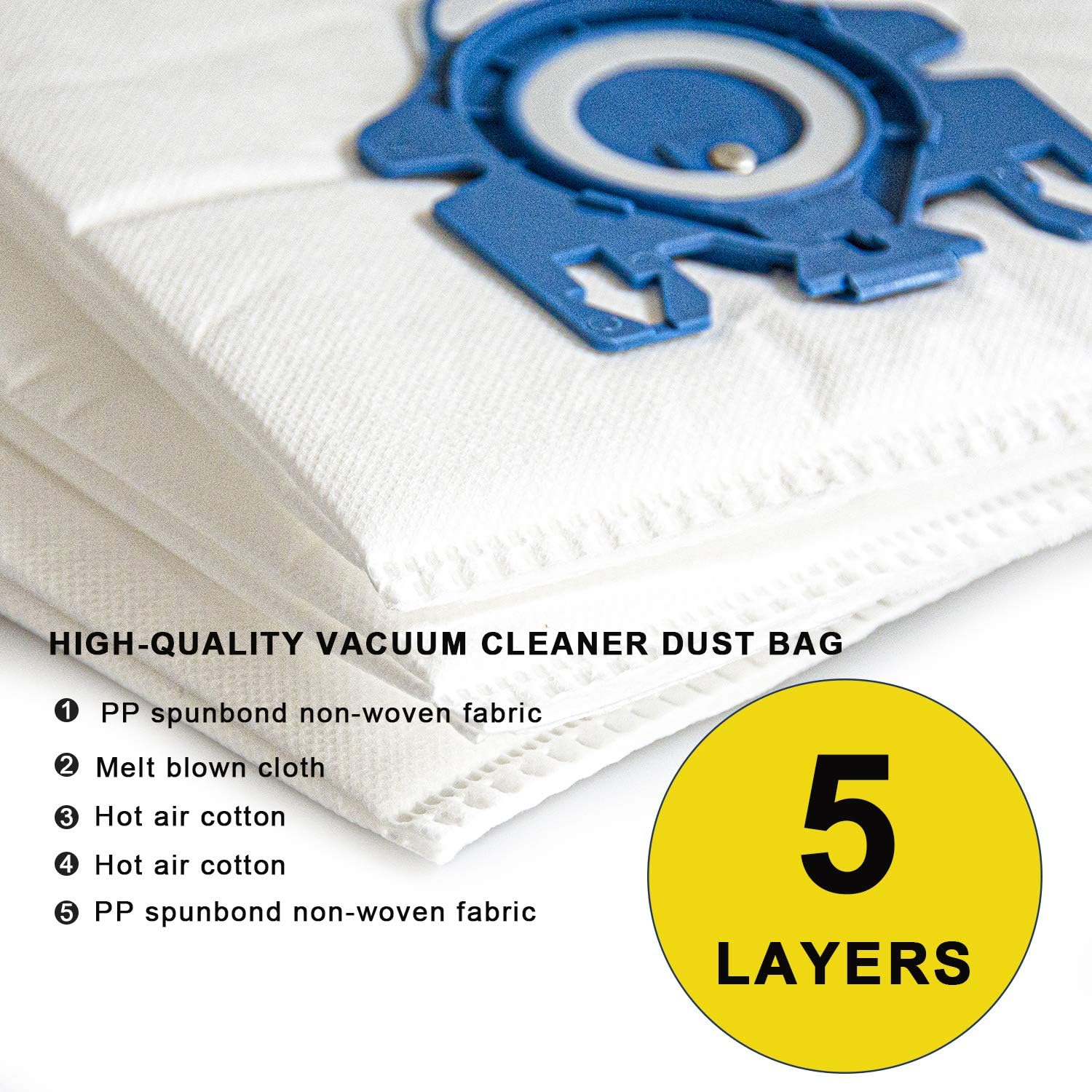 BIHARNT Replacement Airclean GN 3D Bags Compatible with Miele S2, S5, S8, Classic C1, Complete C2 and Complete C3 Series Canister Vacuum Cleaner (20 Pack Dust Bags + 5 Set Filters): Home & Kitchen