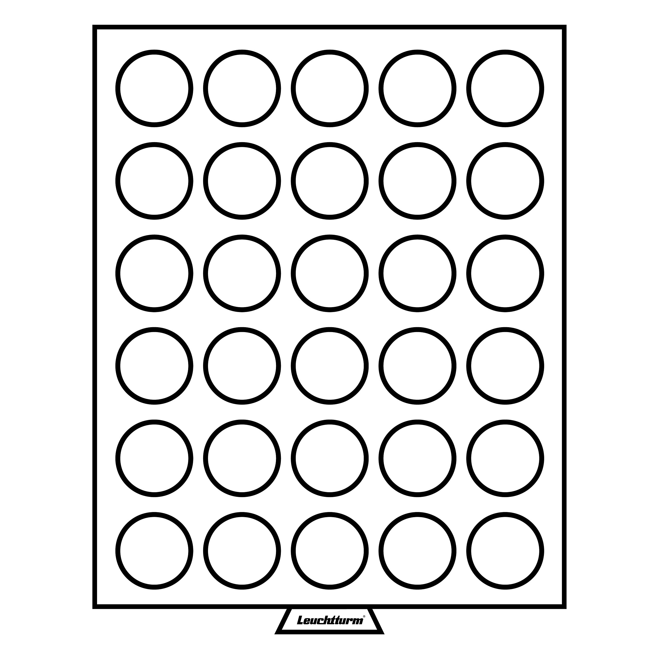 Lighthouse coin box 30 round compartments with 37 mm Ø, smoke coloured