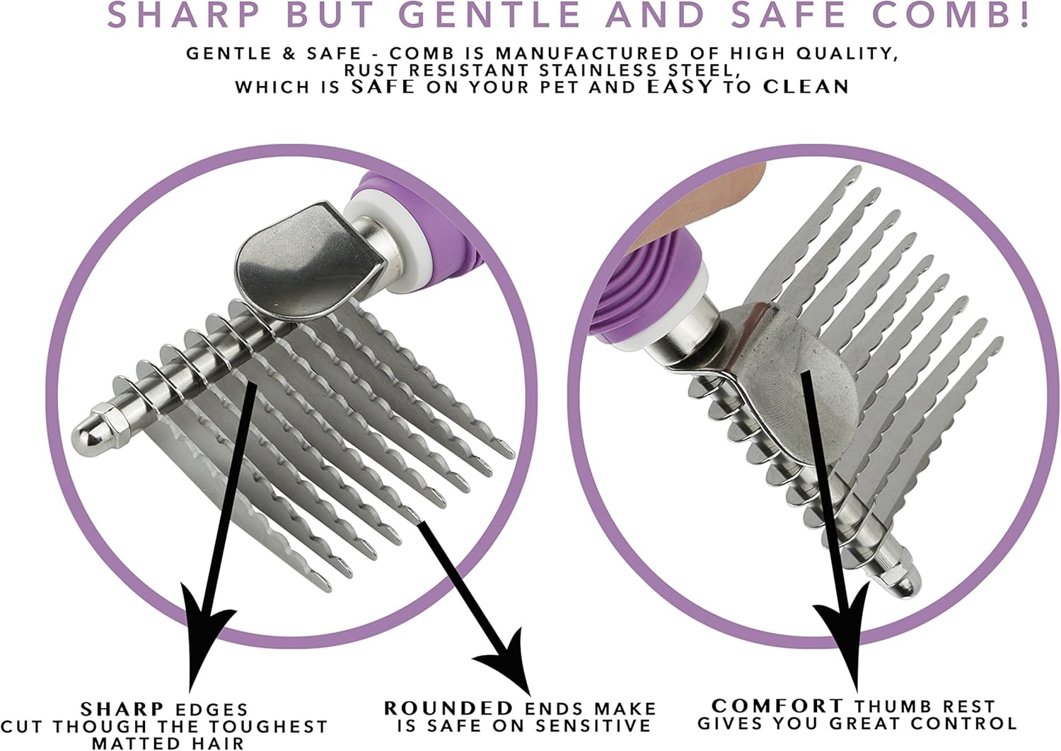 Poodle Pet Dematting Fur Rake Comb Brush Tool with Long 2.5” Steel Safety eBay