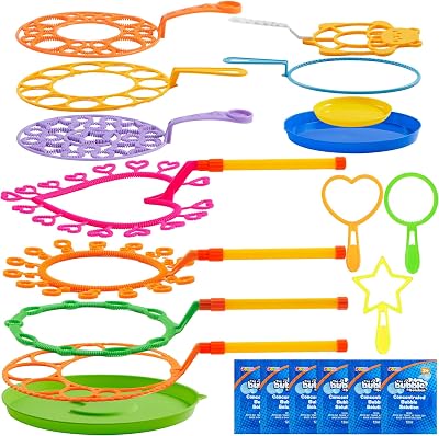 JOYIN 19pcs Large Bubble Wands Set with Tray 53cm Giant Bubbles Party Kit