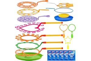 JOYIN Big Bubble Wands Set with with Tray, 21" Giant Bubble Wands Bulk for Kids, Summer, Outdoor Play Period & Birthday Party & Games, 6 Pcs Solution Suitable, Suitable for All Age People