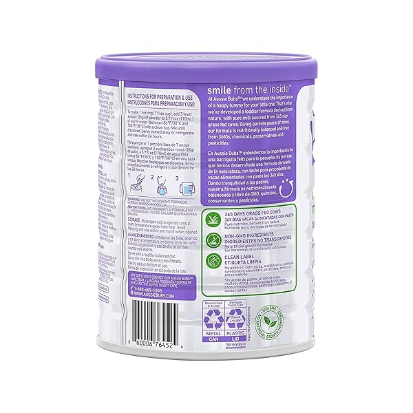 AUSSIE BUBS GRASS FED NUTRITIONAL MILK-BASED TODDLER FORMULA, FOR KIDS 12-36 MONTHS, MADE WITH NON-GMO ORGANIC MILK, 28.2 OZ