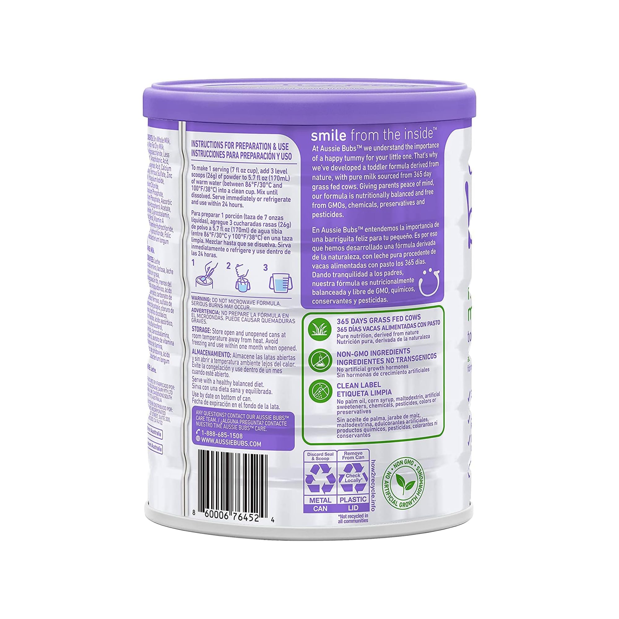 Aussie Bubs Grass Fed Nutritional Milk-Based Toddler Formula, For Kids 12-36 months, Made with Non-GMO Organic Milk, 28.2 oz