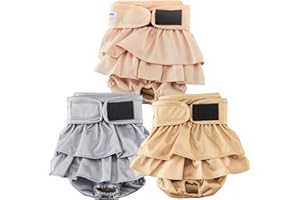VUNCESSIN Reusable Dog Diapers Female Washable, Premium Doggie Diapers for Female Dogs, Pack of 3, Highly Absorbent Small Female Dog Diapers for Heat, Incontinence and Puppy Training