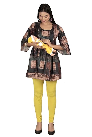 Women's Assam Silk Maternity/Nursing/Easy Feeding/Breastfeeding/Kurti/Straight Kurta/Dress/with Zippers For PRE and Post Pregnancy