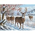 Kaliosy 5D Diamond Art Kits for Adults Deer by Number Kits, Diamond Painting Art Snow Scenery DIY Full Drill Crystal Craft Cross Stitch Embroidery Decoration (12x16 inch) 30x40 cm