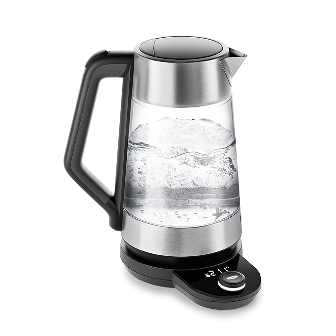 OXO On Cordless Glass Adjustable Temperature Electric Kettle, Stainless