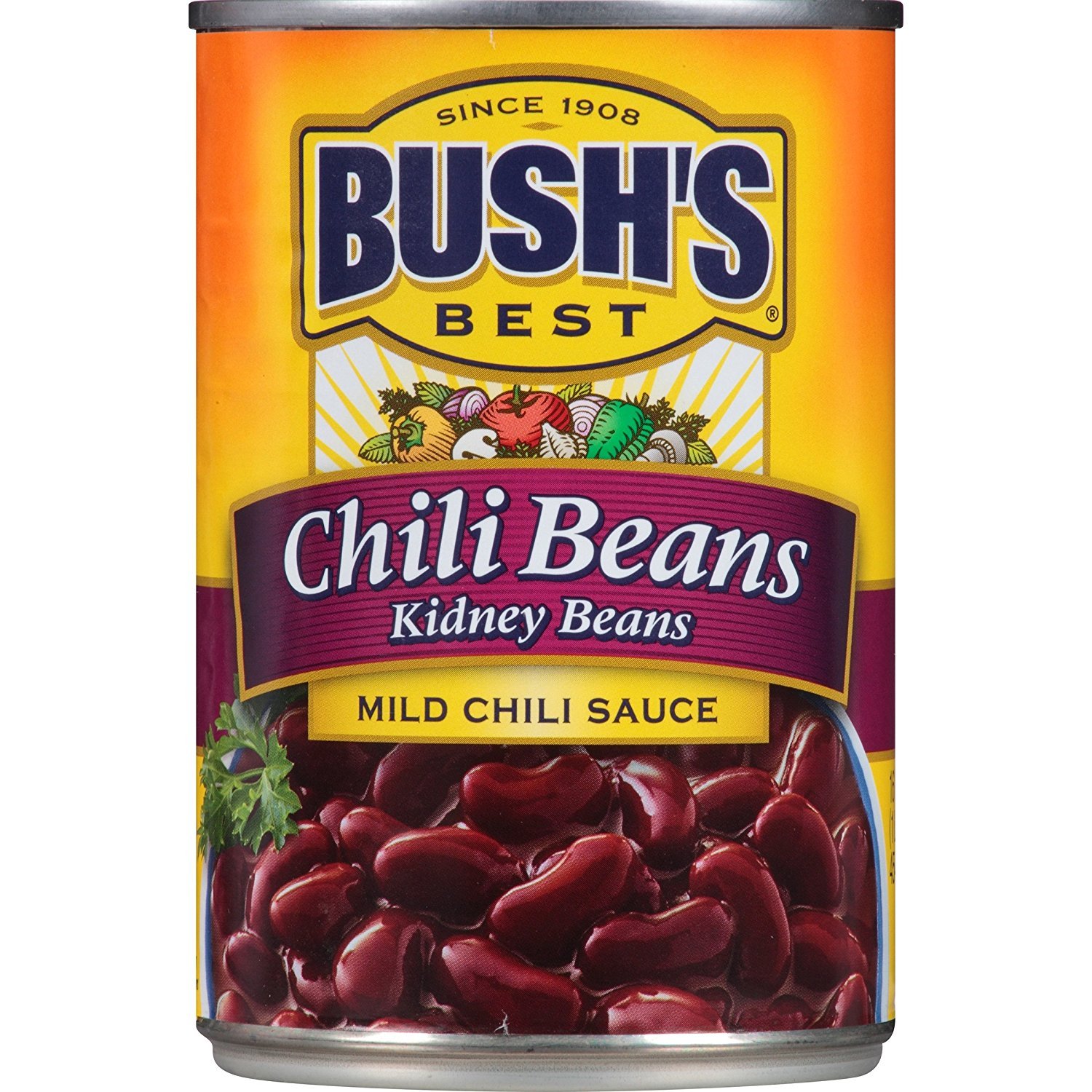 Bush's BUSH'S BEST Kidney Beans in a Mild Chili Sauce, 16 Ounce Can (Pack of 12), Chili Beans, Canned Beans, Kidney Beans Canned, Source of Plant Based Protein and Fiber, Low Fat, Gluten Free Beans