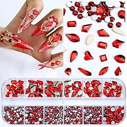 Dowarm 3200PCS Nail Art Rhinestones, Red/Siam