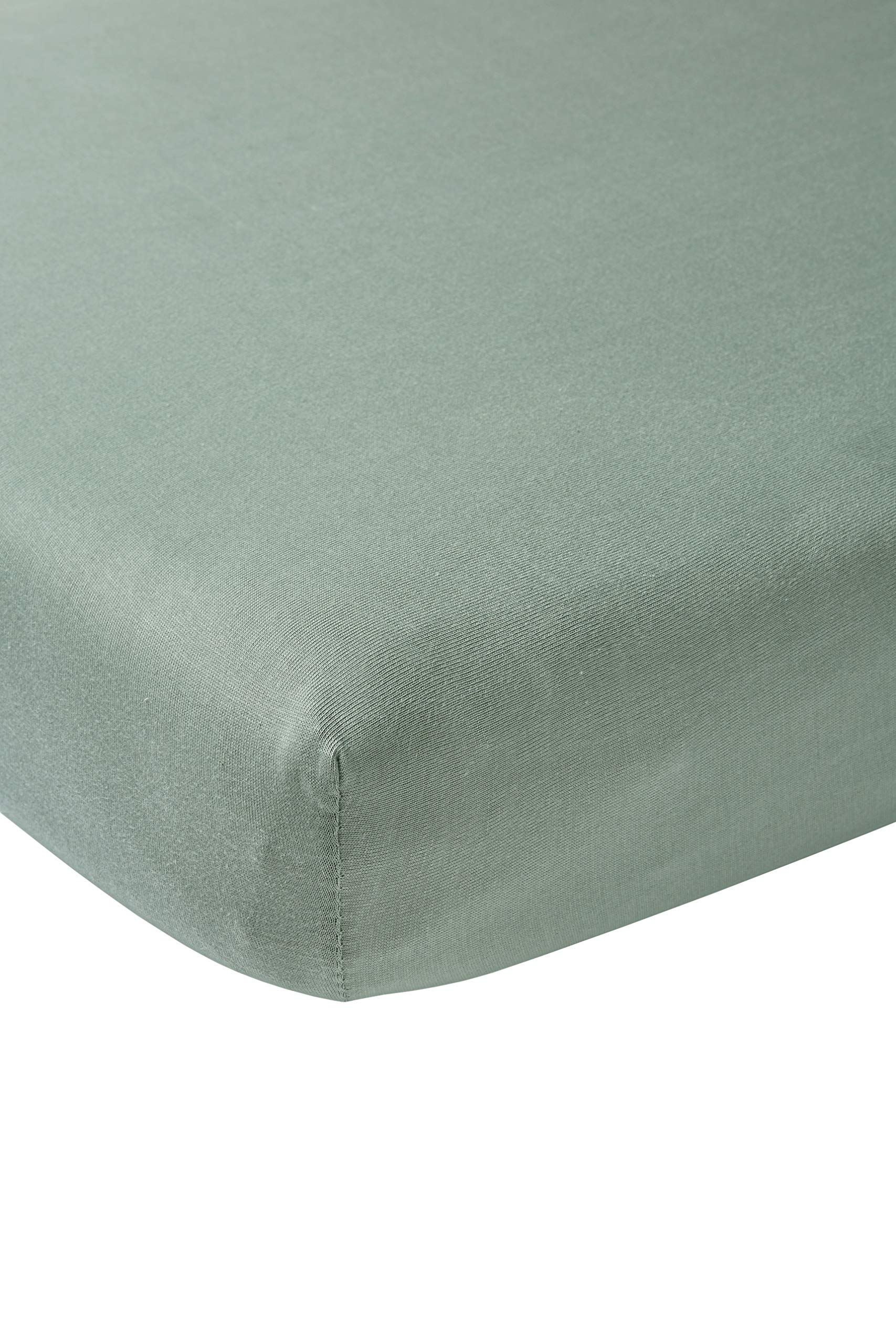 Meyco 564022 Jersey Fitted Sheet, Stone Green, 60 x 120 cm, 100% Cotton