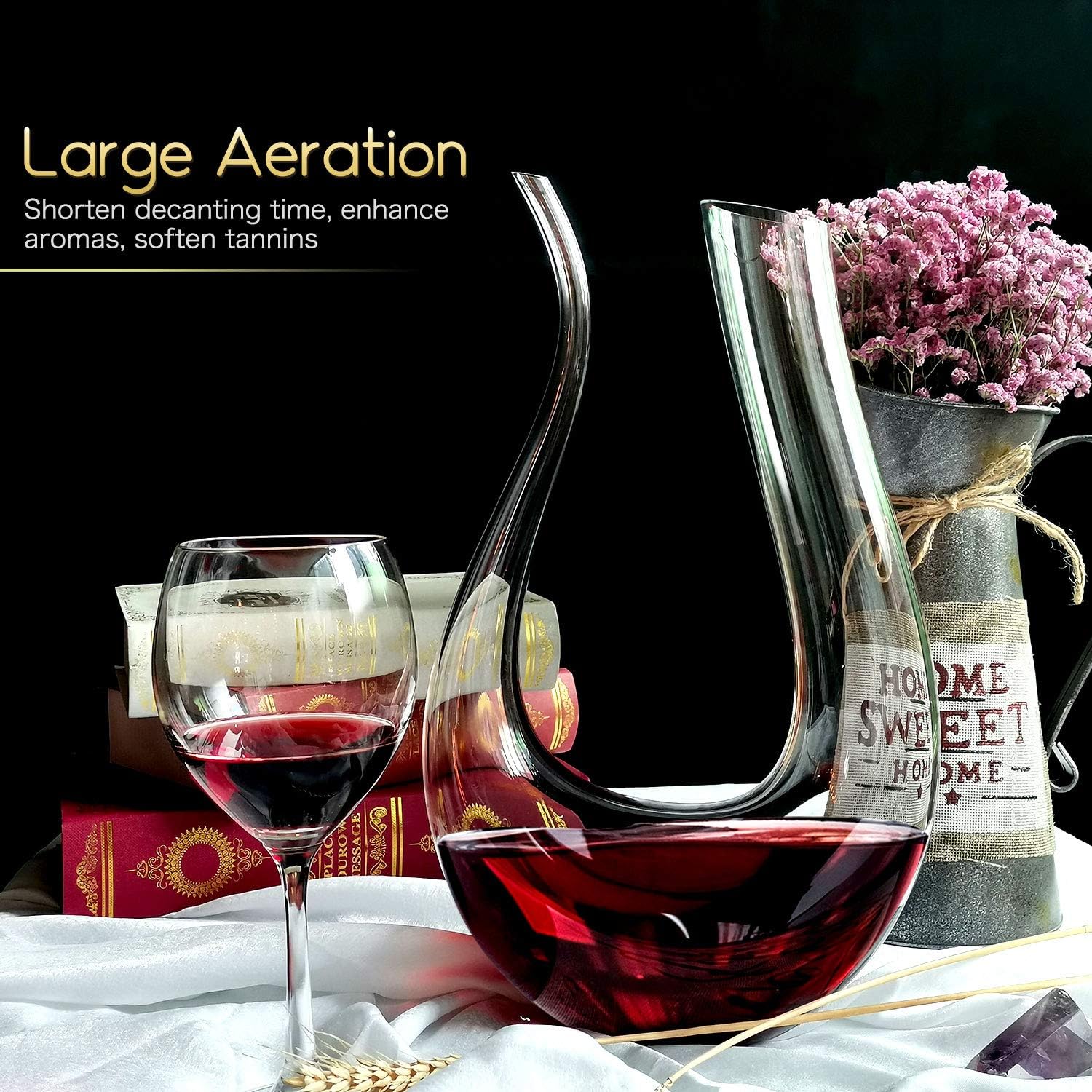 NUTRIUPS Wine Decanter Crystalex Decanter for Red Wine 1.5L Hand Blown