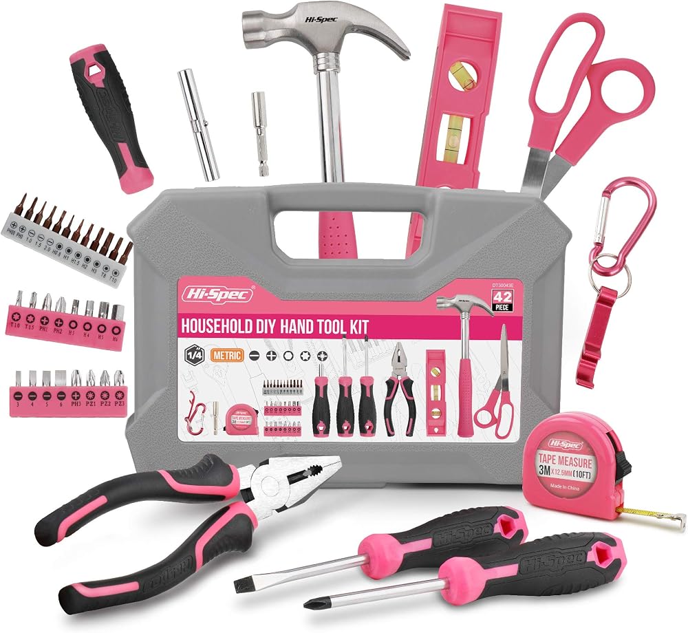 Hi-Spec Pink Tool Kit for Women 38-Piece with Case and Essential Hand Tools