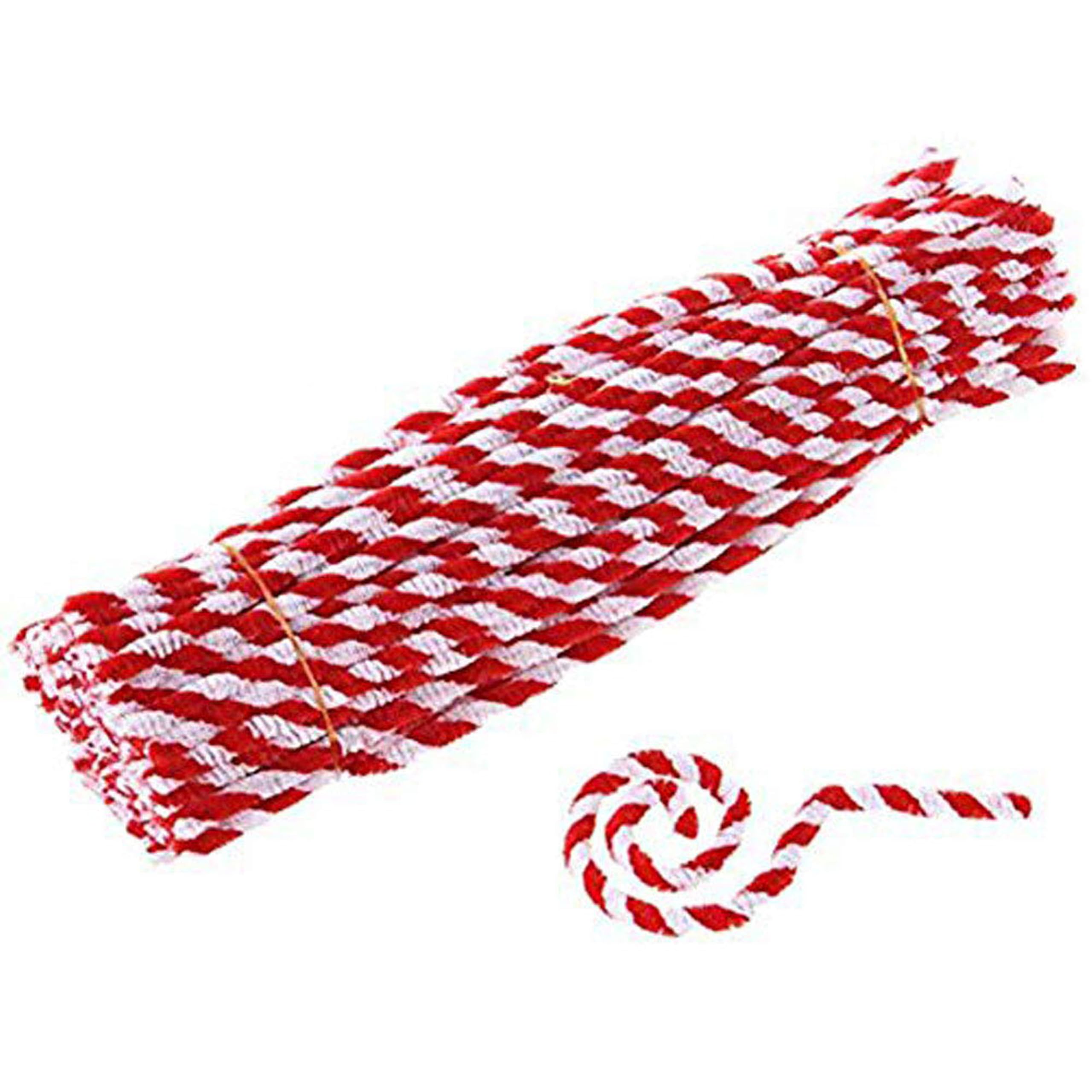 Carykon Striped Chenille Stems Pipe Cleaners, Pack of 100 (Red)