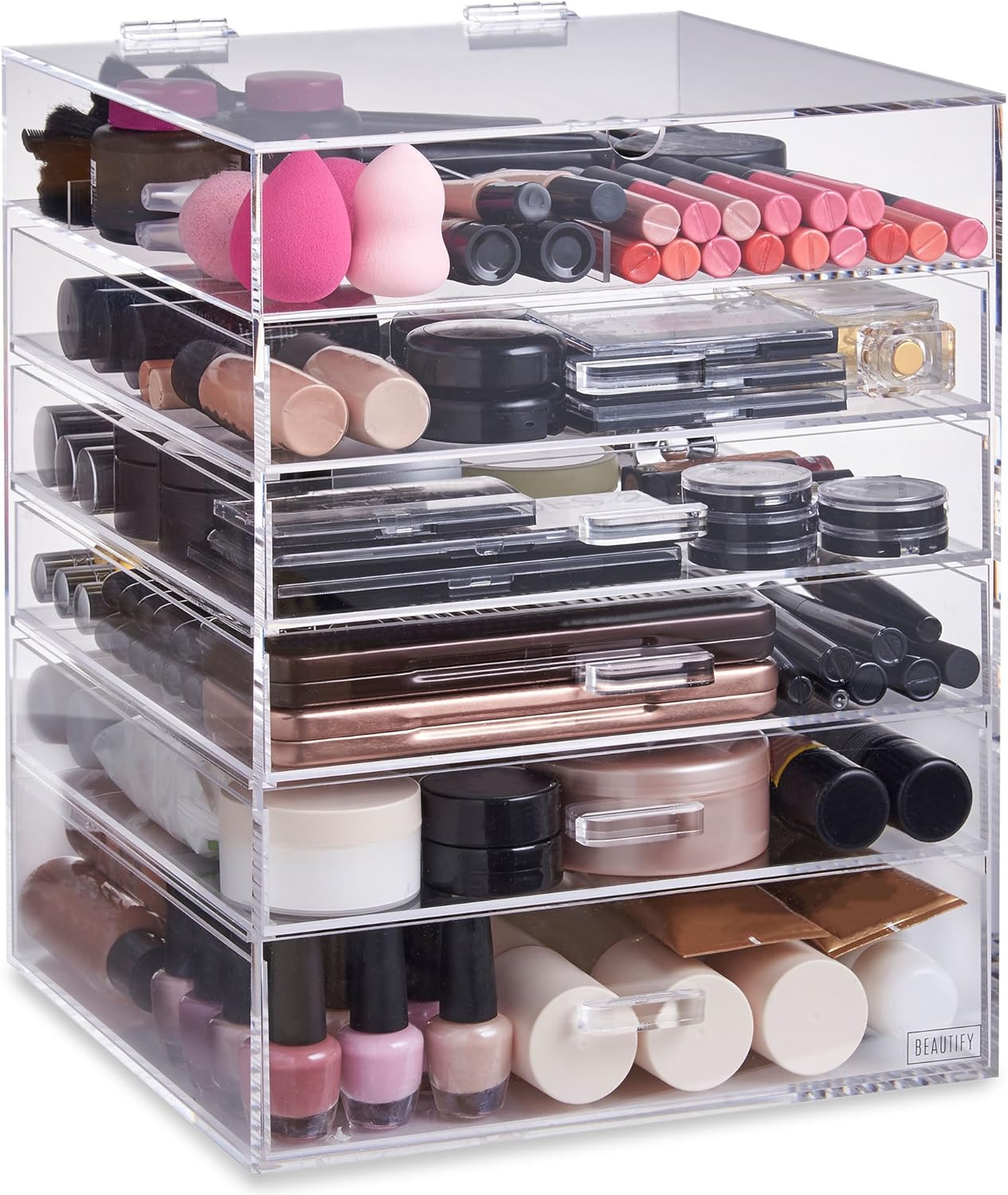 Amazon Com Beautify Extra Large 6 Tier Clear Acrylic Cosmetic