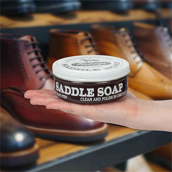 FIEBING’S WHITE SADDLE SOAP FOR LEATHER (12 OZ TIN) – LEATHER CLEANER & CONDITIONER TO SOFTEN, PROTECT & RESTORE LEATHERCRAFT – LEATHER SOAP FOR CAR SEAT, COUCH, SHOE, PURSE, BOOT, BAG, & SADDLES