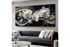 White Orchid Canvas Wall Art - Modern Floral Picture for Living Room, Bedroom Wall Decor, Framed Wall Art for Home Decoration