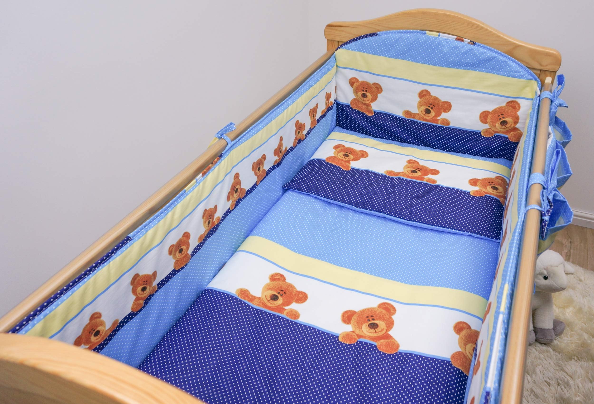 6 Pcs Nursery Baby Cot Bed Bedding Set, All-Round Bumper 420cm, 140x70cm - Pattern 9