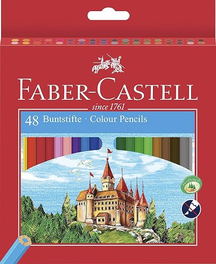 Faber-castell карандаши цветн eco замок с точилкой, шестигранные, набор цветов,48шт/уп (7891360579922)