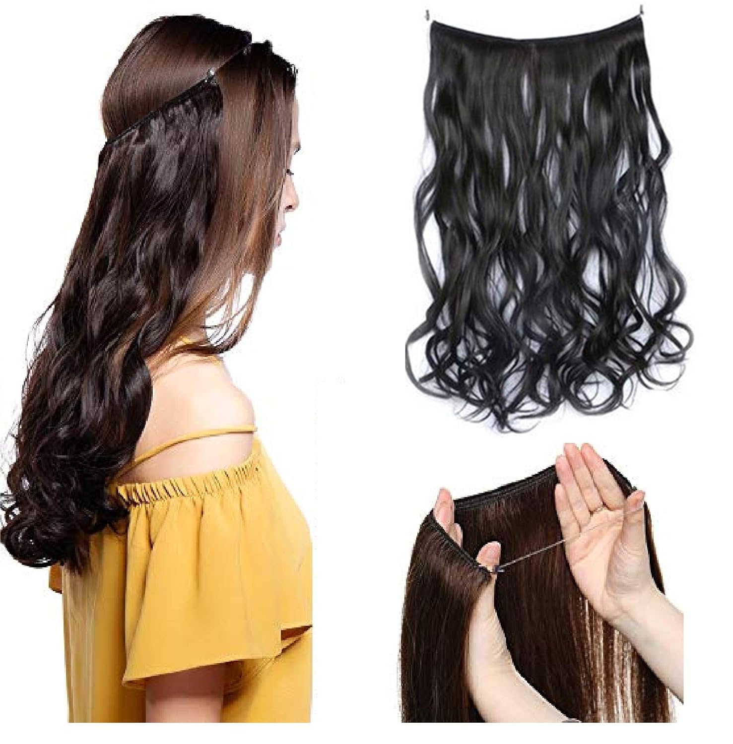 Ekan Hair Extension Hairpiece Long 20 Inch Secret Natural Curly