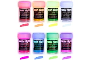 NEON NIGHTS Glow in the Dark Paint - Pack of 8 Multi-Surface UV Paint Set - UV & Blacklight Activated, Self Luminous, 20mL - Perfect for Halloween and Holiday Decor, Easter Egg Painting Decoration