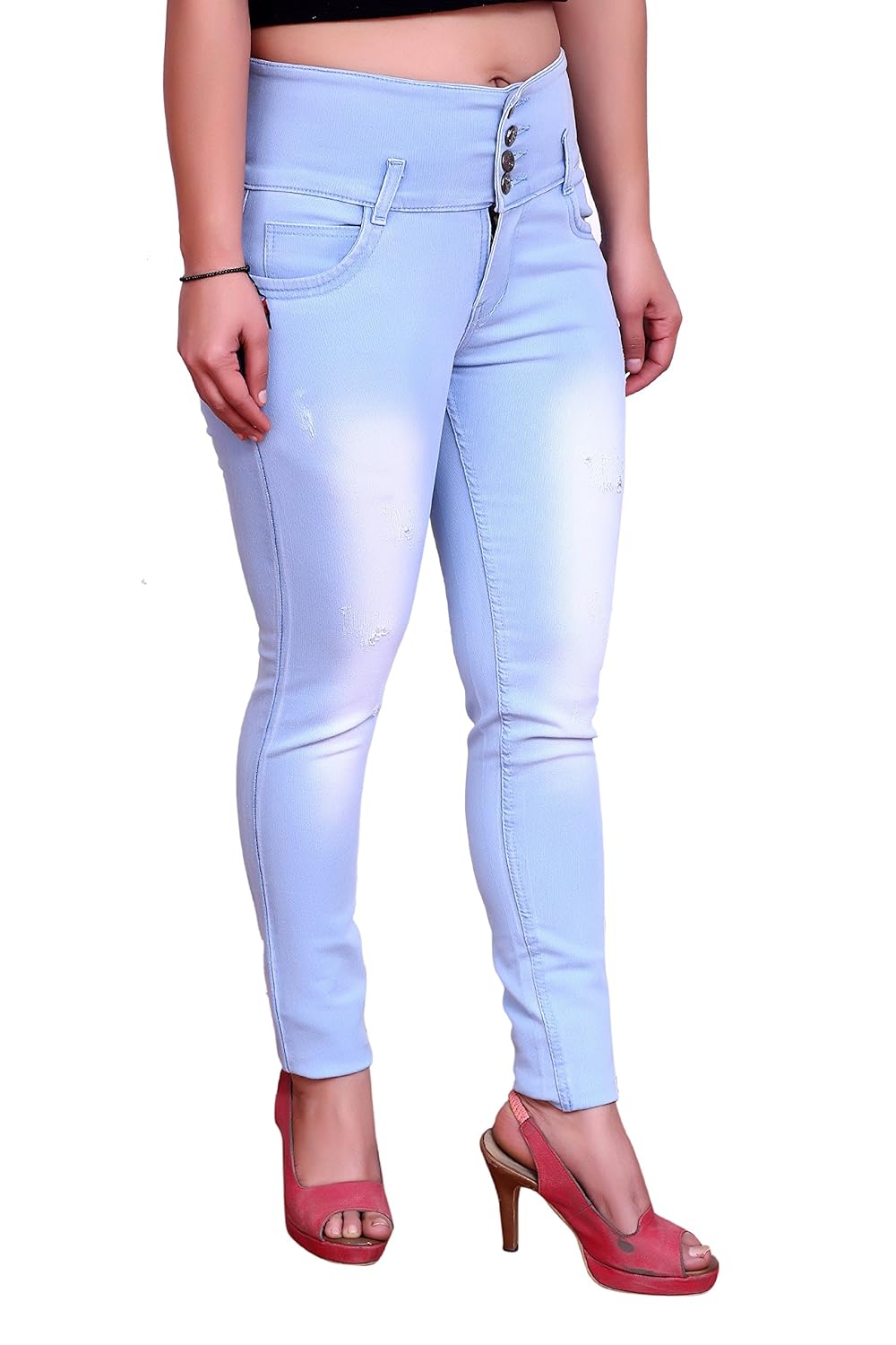 fnocks women's ankle length denim jeans (blue, 28)