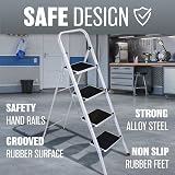 BARGAINS-GALORE Foldable 4 Step Steel Ladder Non Slip Treads Safe Home view 3