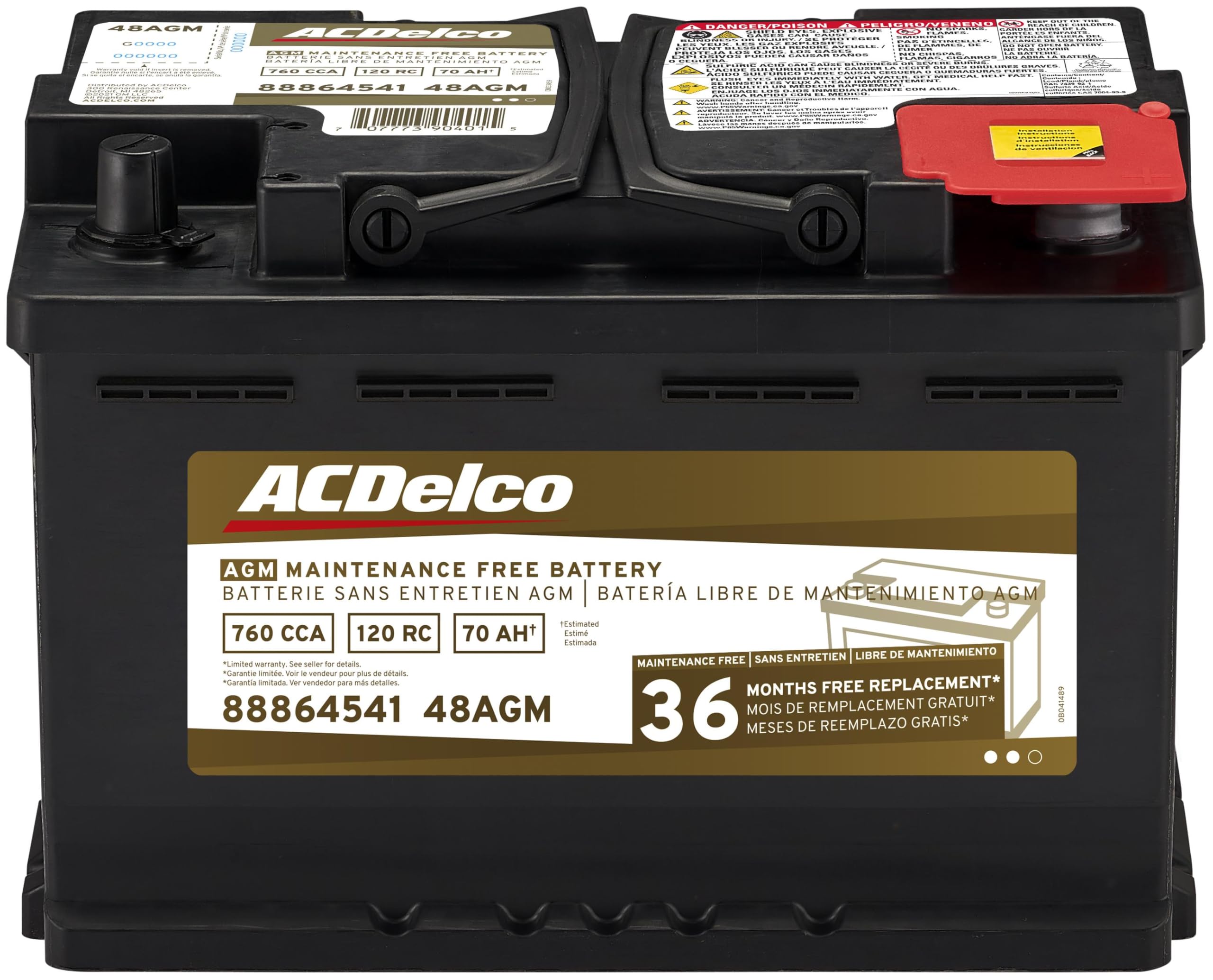 ACDelco Gold 48AGM (88864541) 36 Month Warranty AGM BCI Group 48 ...