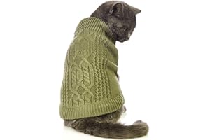 Jnancun Cat Sweater Keep Your Pets Cozy, 16 Color Turtleneck Knitted Sleeveless Cat Clothes, Winter Outfits for Cats & Small Dogs During Cold Seasons (Olive Green, Large)
