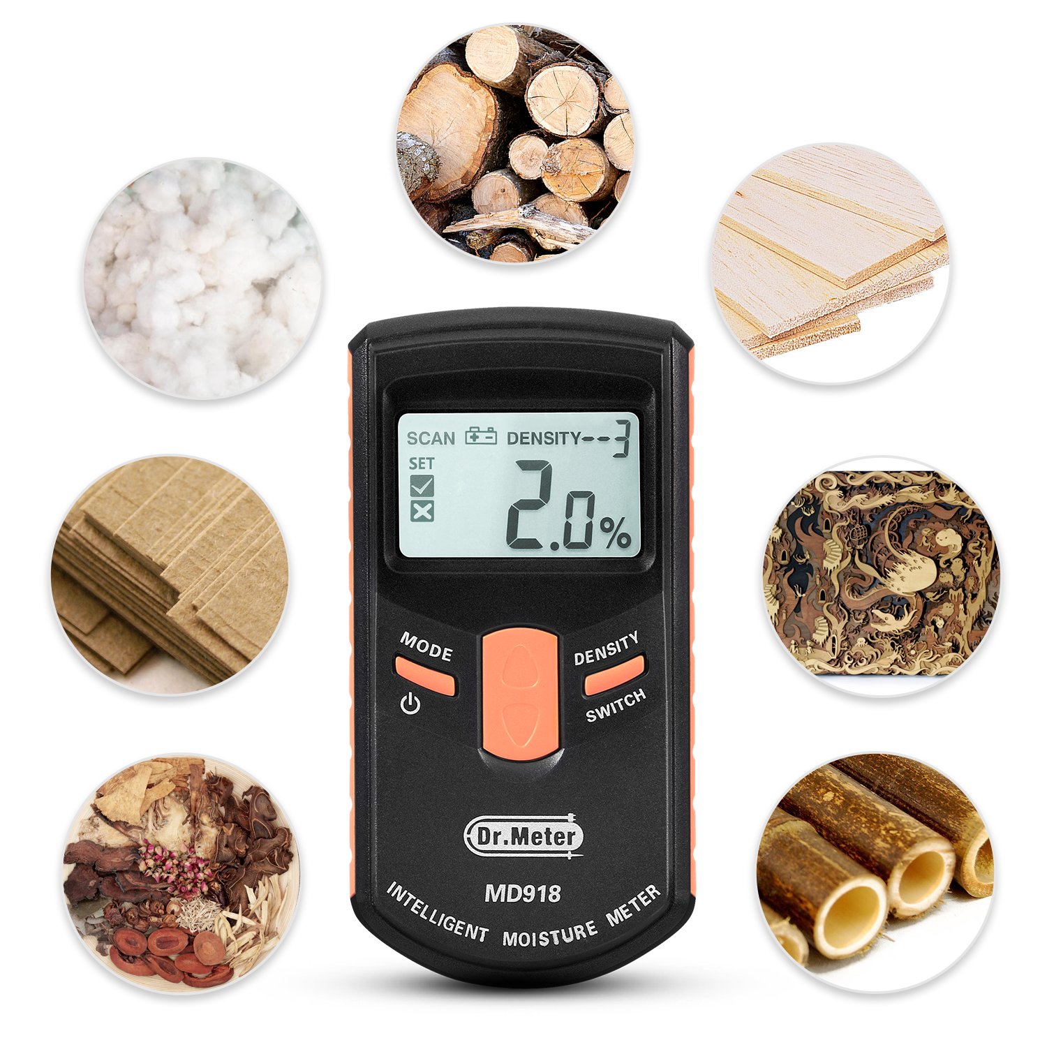 MD918 MD918 Pinless Wood Moisture Meter Dr.meter Upgraded Inductive