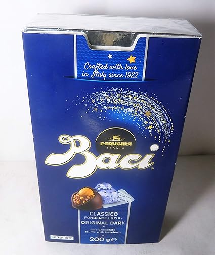 BACI PERUGINA BAG 200g CLASSICO FONDENTE LUISA ORIGINAL DARK FINE CHOCOLATE TRUFFLE WITH HAZELNUTS,GLUTEN FREE,ITALIA