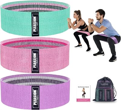 Pleasion Fabric Resistance Bands Set 3 Levels Booty Bands for Women Men
