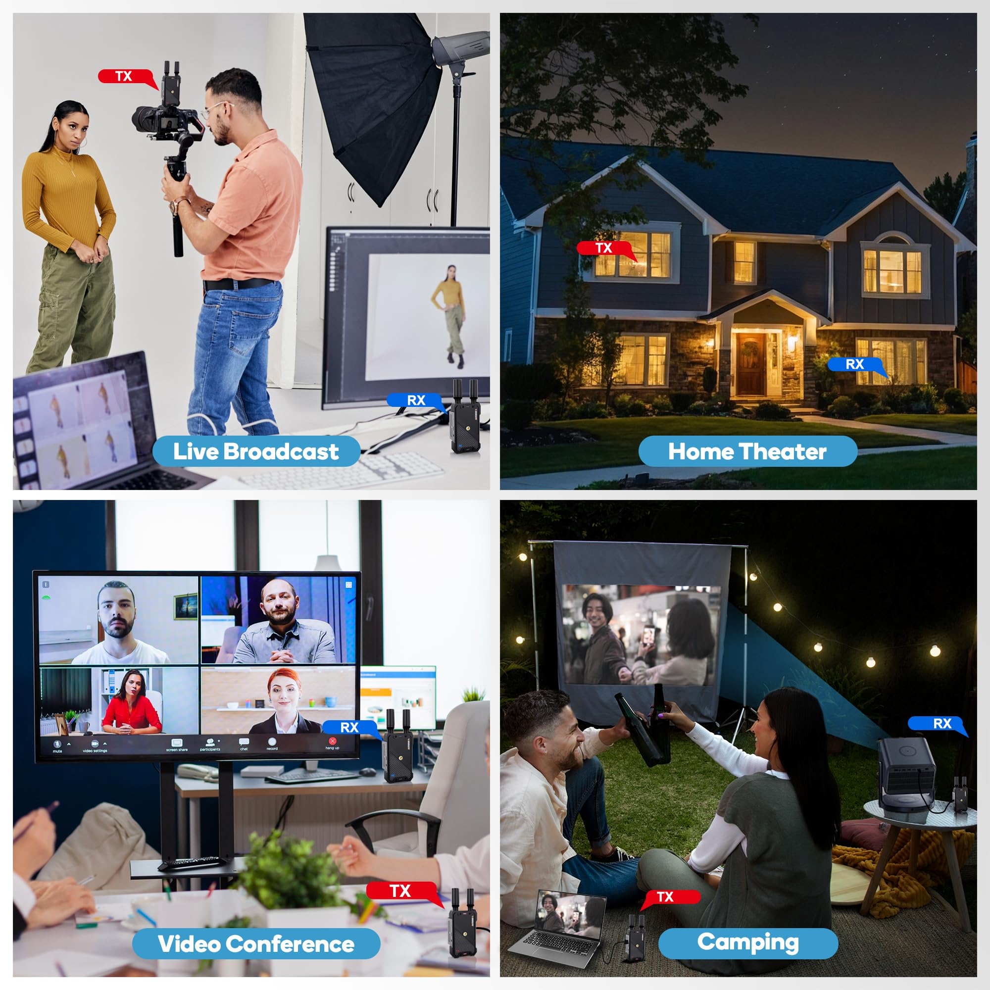 Wireless HDMI Transmitter and Receiver,1080P Full HD Wireless Video Transmission System with Loop Out,1300FT Los Range,0.05s Delay,for Streaming from DSLR,Laptop,Setop Box to TV/Projector IR Support
