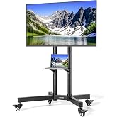 ECOTINY Heavy-Duty Rolling TV Stand for 32-85" TVs, 187 lbs | Mobile TV cart, 154 lb TV capacity, 33 lb tray, locking 360&deg; wheels, 3 heights, &plusmn;12&deg; tilt and VESA 600x400