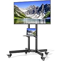 ECOTINY Mobile TV Cart for 32 to 85 inch Screens up to 154 lbs, LCD LED OLED 4K Smart Flat and Curved Panels, Rolling Stand w
